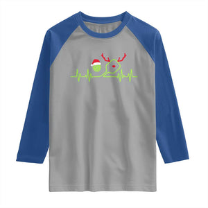 Funny Christmas Pickleball Heartbeat Santa Hat Raglan Shirt TS11 Sport Gray Royal Print Your Wear