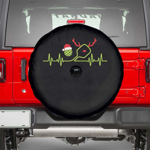 Funny Christmas Pickleball Heartbeat Santa Hat Spare Tire Cover TS11 Black Print Your Wear