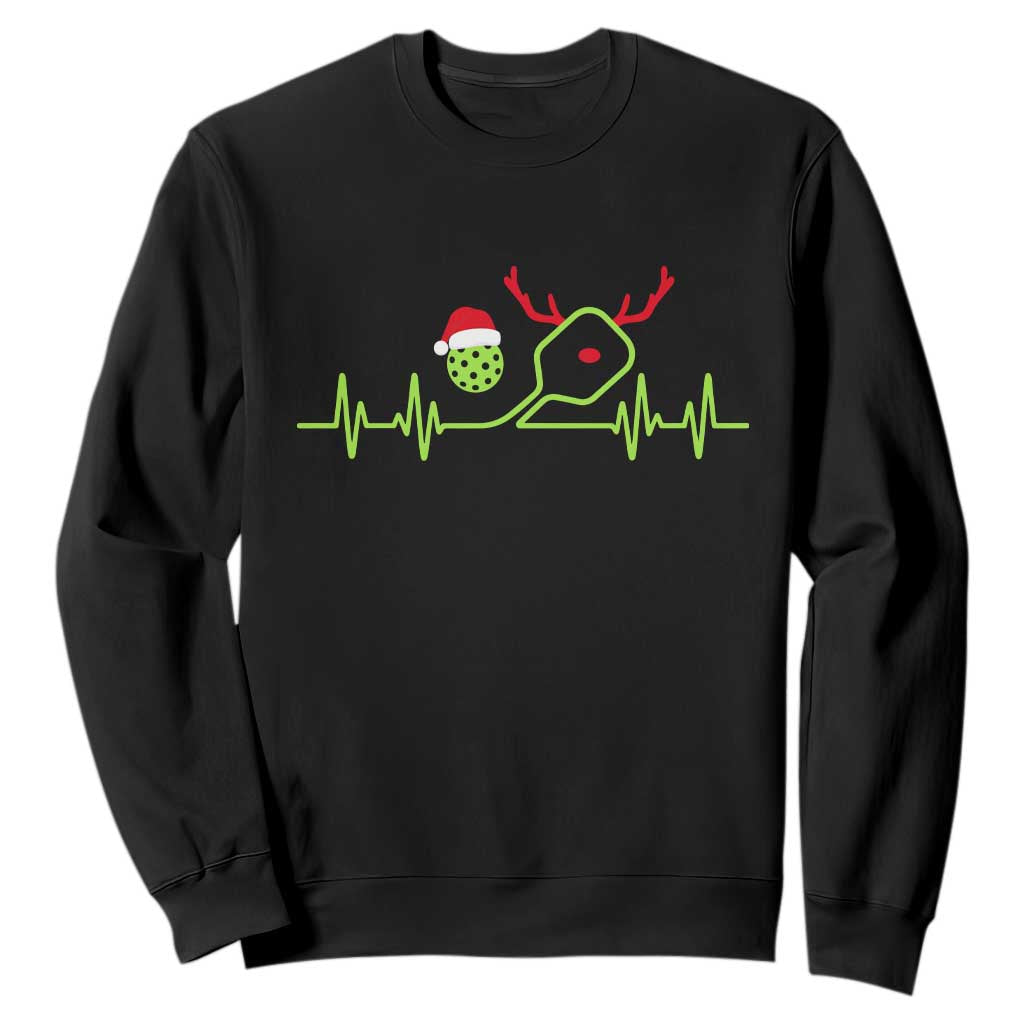 Funny Christmas Pickleball Heartbeat Santa Hat Sweatshirt TS11 Black Print Your Wear