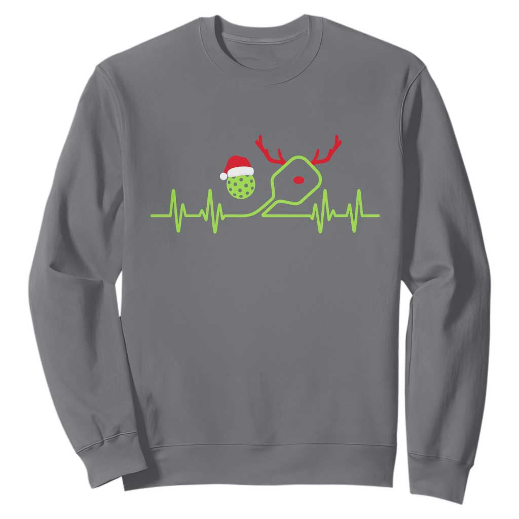Funny Christmas Pickleball Heartbeat Santa Hat Sweatshirt TS11 Charcoal Print Your Wear