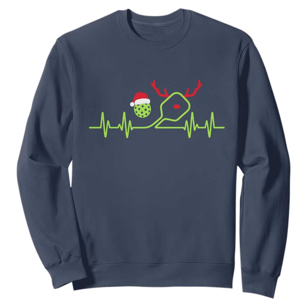 Funny Christmas Pickleball Heartbeat Santa Hat Sweatshirt TS11 Navy Print Your Wear