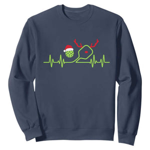 Funny Christmas Pickleball Heartbeat Santa Hat Sweatshirt TS11 Navy Print Your Wear