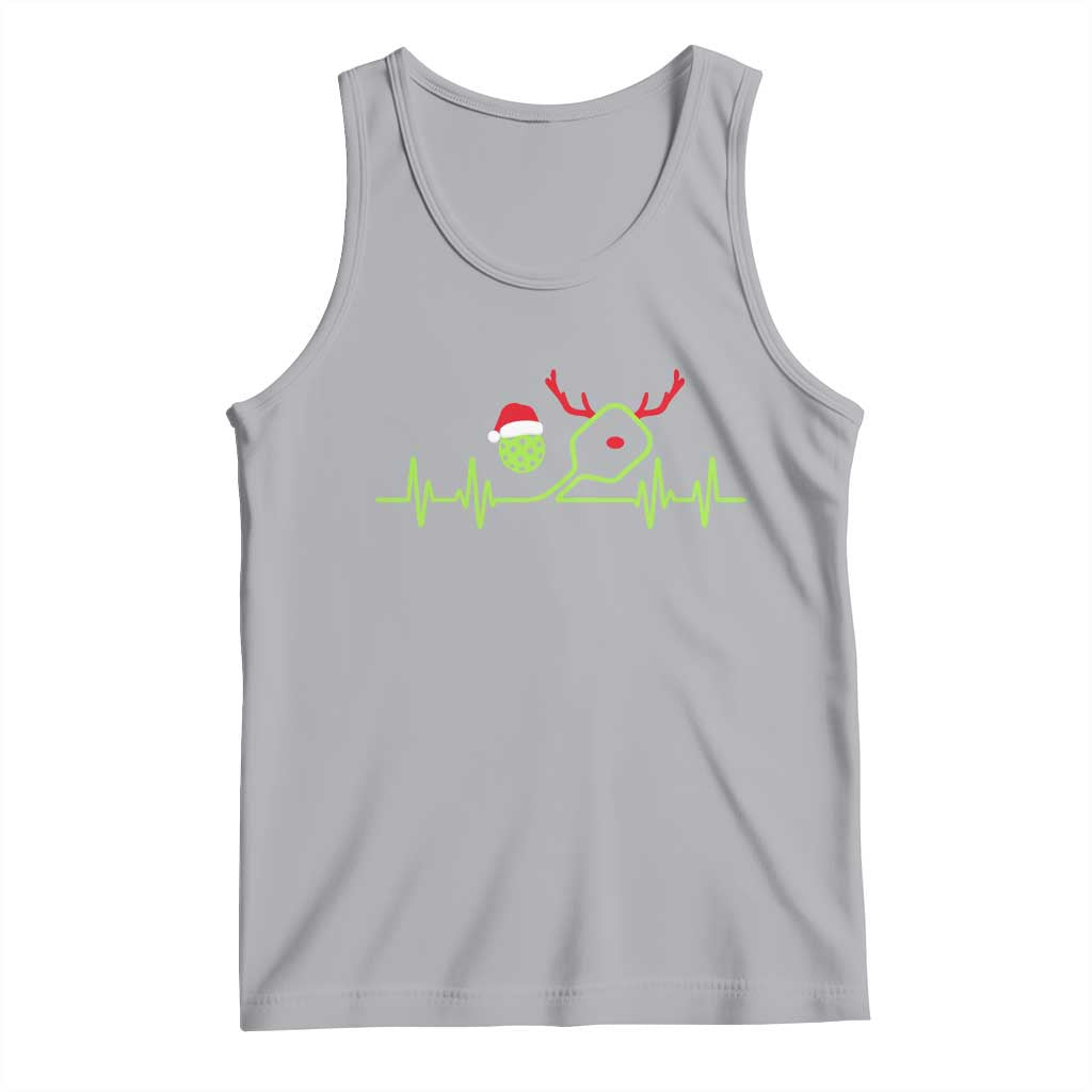 Funny Christmas Pickleball Heartbeat Santa Hat Tank Top TS11 Athletic Heather Print Your Wear