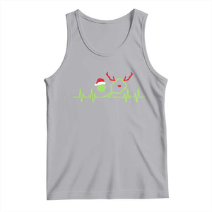 Funny Christmas Pickleball Heartbeat Santa Hat Tank Top TS11 Athletic Heather Print Your Wear