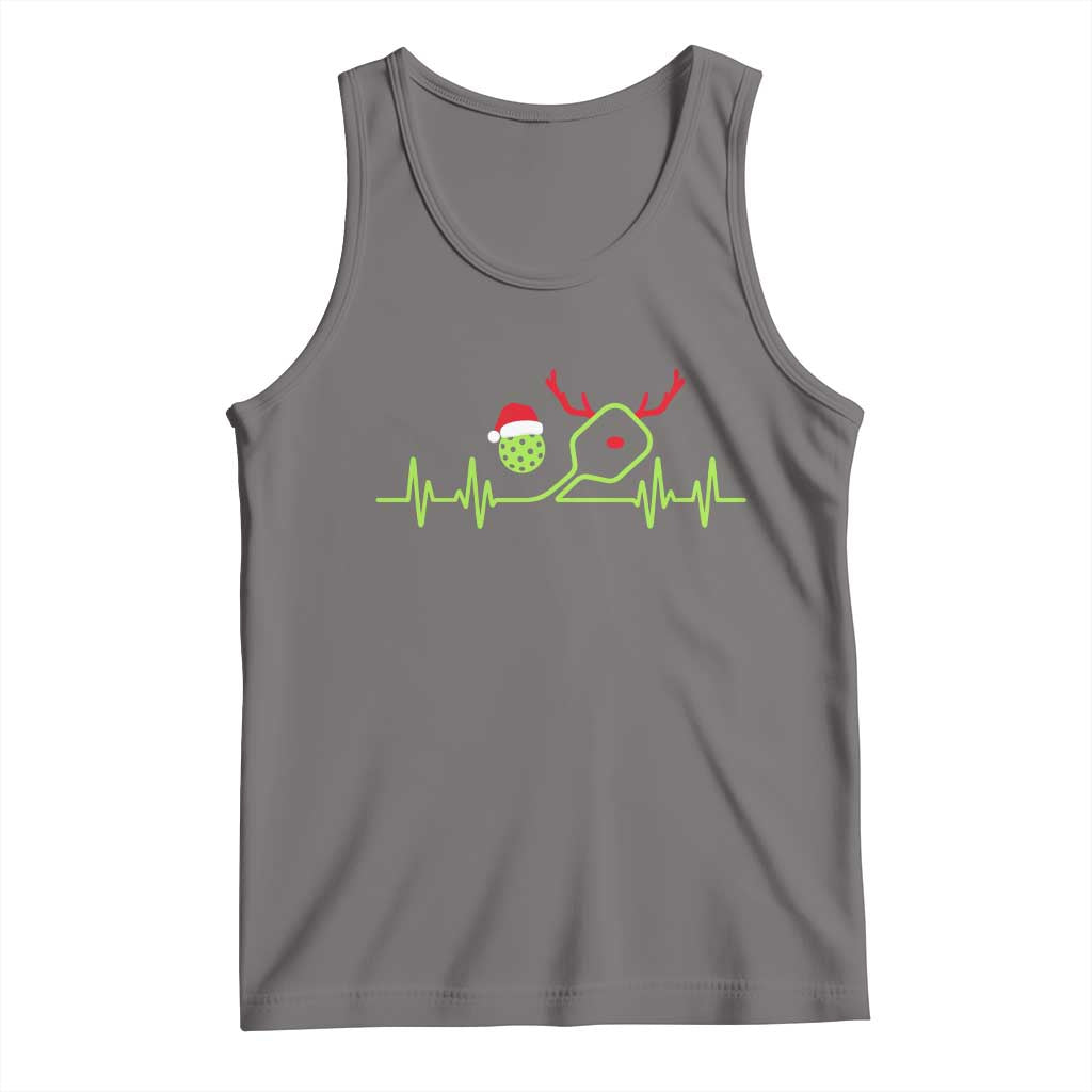 Funny Christmas Pickleball Heartbeat Santa Hat Tank Top TS11 Deep Heather Print Your Wear