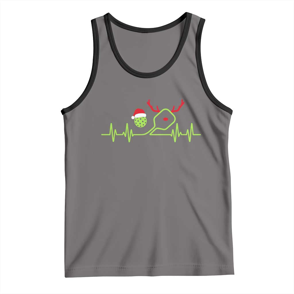 Funny Christmas Pickleball Heartbeat Santa Hat Tank Top TS11 Deep Heather Black Print Your Wear