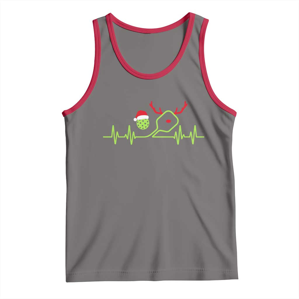 Funny Christmas Pickleball Heartbeat Santa Hat Tank Top TS11 Deep Heather Red Print Your Wear