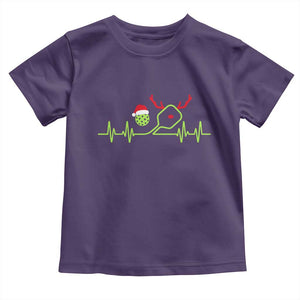 Funny Christmas Pickleball Heartbeat Santa Hat Toddler T Shirt TS11 Purple Print Your Wear