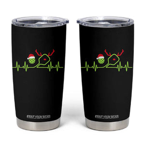 Funny Christmas Pickleball Heartbeat Santa Hat Tumbler Cup TS11 Black Print Your Wear