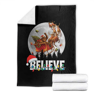 Funny Bigfoot Christmas Throw Blanket Believe Santa Sasquatch Xmas Reindeer Sleigh TS11 Black Print Your Wear