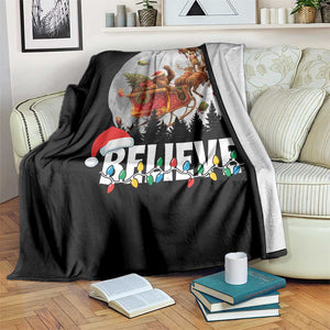 Funny Bigfoot Christmas Throw Blanket Believe Santa Sasquatch Xmas Reindeer Sleigh TS11 Print Your Wear