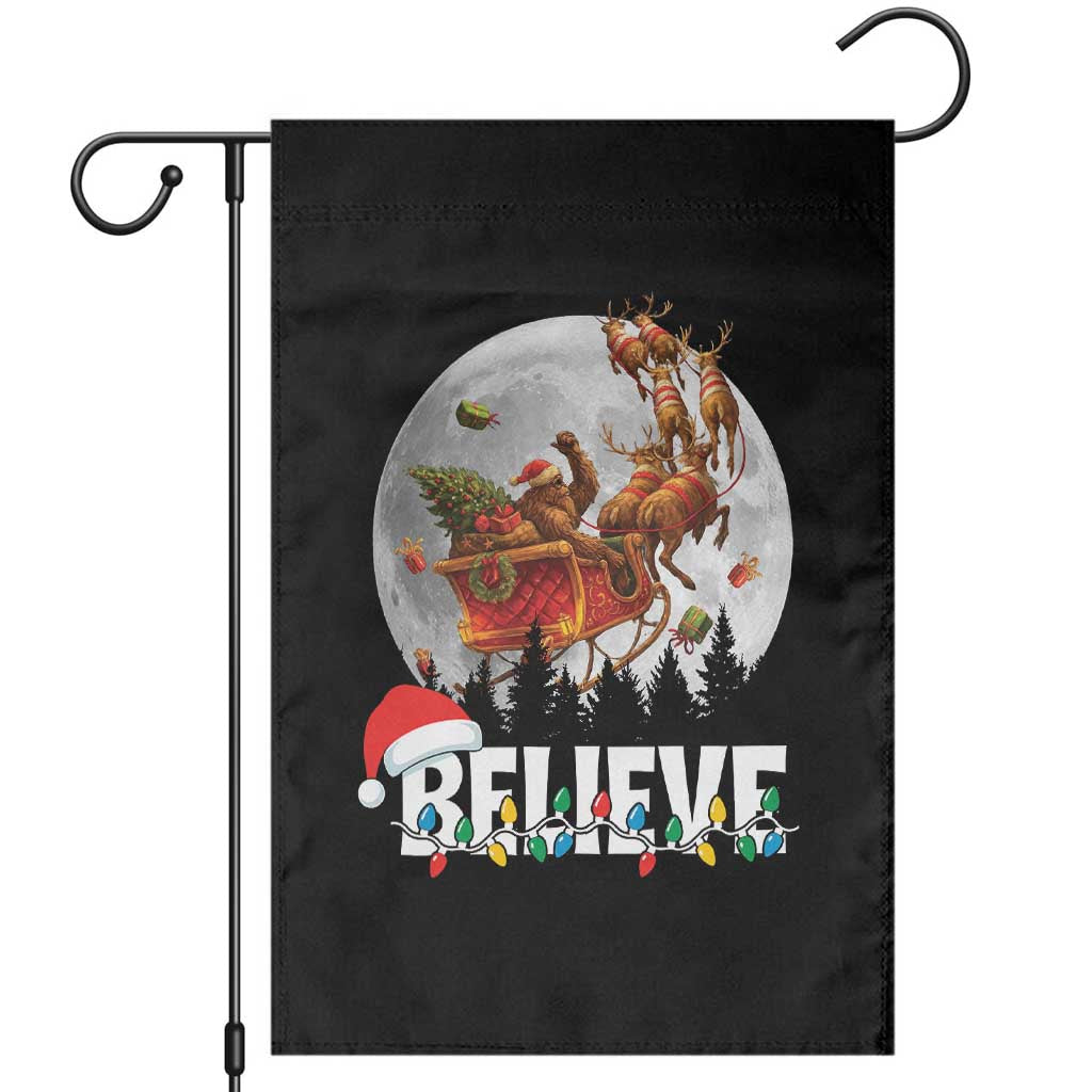 Funny Bigfoot Christmas Garden Flag Believe Santa Sasquatch Xmas Reindeer Sleigh TS11 Black Print Your Wear