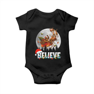 Funny Bigfoot Christmas Baby Onesie Believe Santa Sasquatch Xmas Reindeer Sleigh TS11 Black Print Your Wear