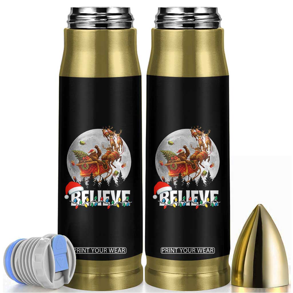 Funny Bigfoot Christmas Bullet Tumbler Believe Santa Sasquatch Xmas Reindeer Sleigh TS11 Black Print Your Wear