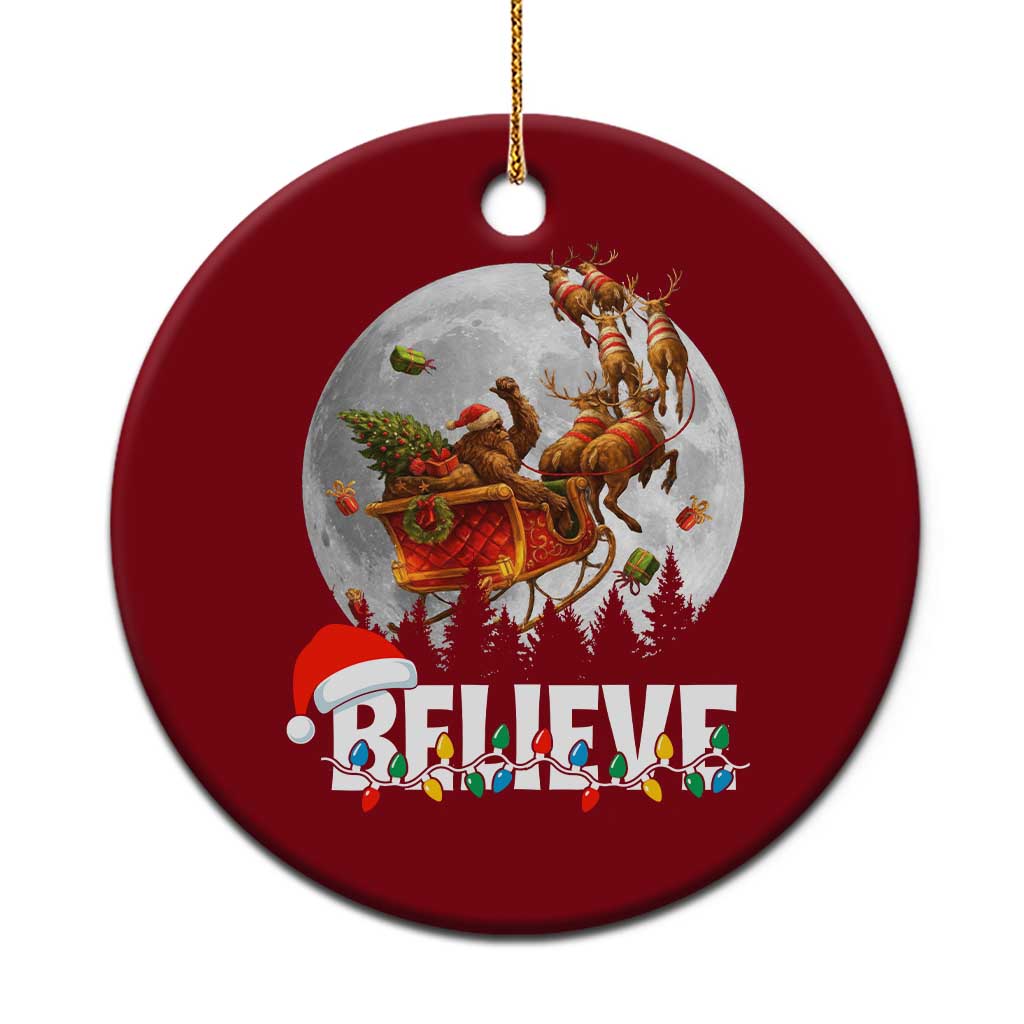 Funny Bigfoot Christmas Ceramic Ornament Believe Santa Sasquatch Xmas Reindeer Sleigh TS11 1pc Red Print Your Wear