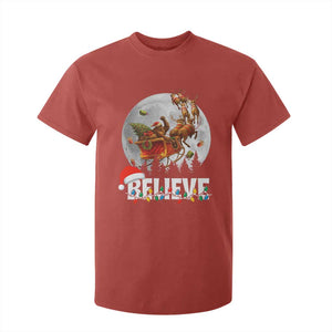 Funny Bigfoot Christmas T Shirt For Kid Believe Santa Sasquatch Xmas Reindeer Sleigh TS11 Red Print Your Wear