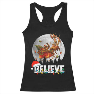 Funny Bigfoot Christmas Racerback Tank Top Believe Santa Sasquatch Xmas Reindeer Sleigh TS11 Black Print Your Wear