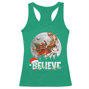 Funny Bigfoot Christmas Racerback Tank Top Believe Santa Sasquatch Xmas Reindeer Sleigh TS11 Irish Green Print Your Wear