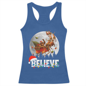Funny Bigfoot Christmas Racerback Tank Top Believe Santa Sasquatch Xmas Reindeer Sleigh TS11 Royal Blue Print Your Wear