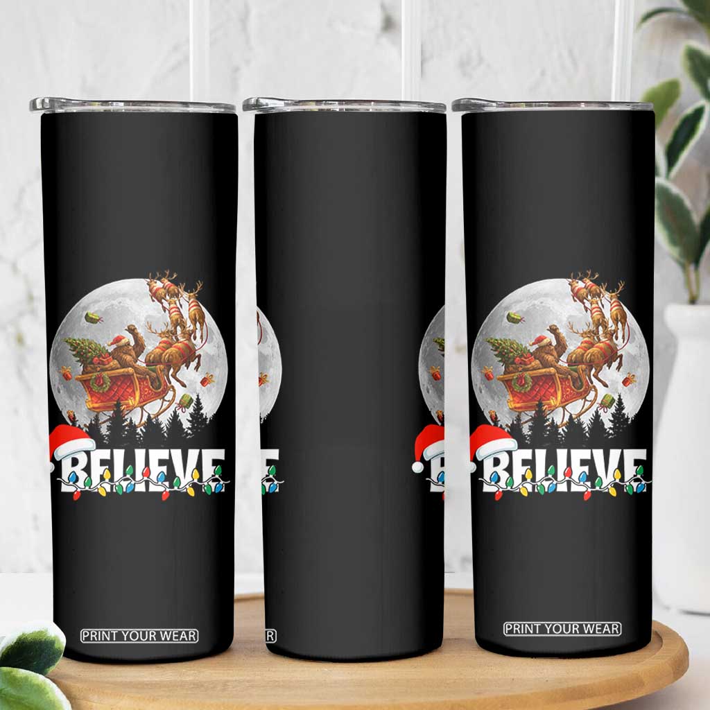 Funny Bigfoot Christmas Skinny Tumbler Believe Santa Sasquatch Xmas Reindeer Sleigh TS11 Print Your Wear