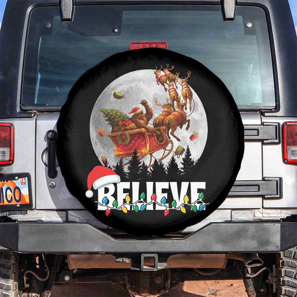Funny Bigfoot Christmas Spare Tire Cover Believe Santa Sasquatch Xmas Reindeer Sleigh TS11 No hole Black Print Your Wear