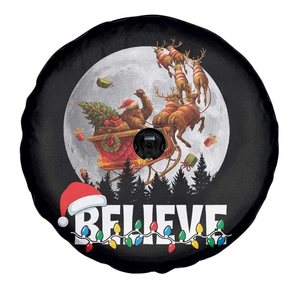 Funny Bigfoot Christmas Spare Tire Cover Believe Santa Sasquatch Xmas Reindeer Sleigh TS11 Print Your Wear