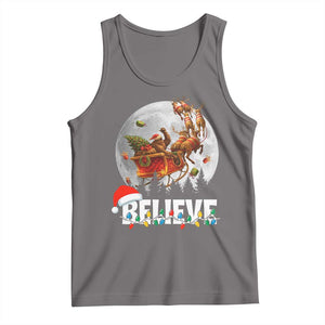 Funny Bigfoot Christmas Tank Top Believe Santa Sasquatch Xmas Reindeer Sleigh TS11 Deep Heather Print Your Wear