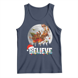 Funny Bigfoot Christmas Tank Top Believe Santa Sasquatch Xmas Reindeer Sleigh TS11 Navy Print Your Wear