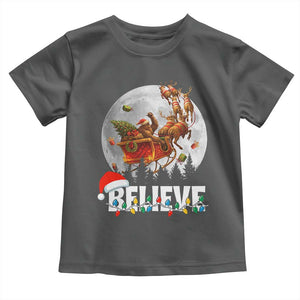 Funny Bigfoot Christmas Toddler T Shirt Believe Santa Sasquatch Xmas Reindeer Sleigh TS11 Dark Heather Print Your Wear