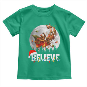 Funny Bigfoot Christmas Toddler T Shirt Believe Santa Sasquatch Xmas Reindeer Sleigh TS11 Irish Green Print Your Wear