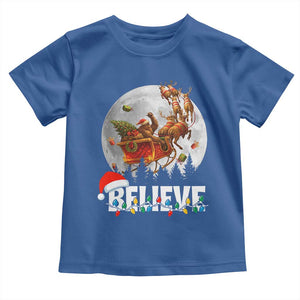 Funny Bigfoot Christmas Toddler T Shirt Believe Santa Sasquatch Xmas Reindeer Sleigh TS11 Royal Blue Print Your Wear