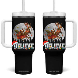 Funny Bigfoot Christmas Tumbler With Handle Believe Santa Sasquatch Xmas Reindeer Sleigh TS11 One Size: 40 oz Black Print Your Wear