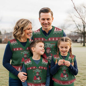 Funny Xmas The Office Movie V-Neck Knit Sweater Vest Well Happy Birthday Jesus Sorry Your Party Is So Lame TS11 Red Green Print Your Wear