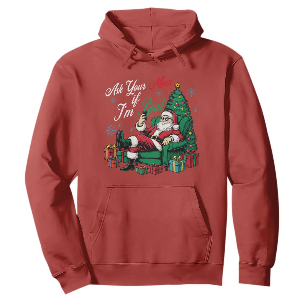 Funny Santa Ask Your Mom If I Am Real Hoodie Funny Dirty Xmas Inappropriate Adult Humor TS11 Red Print Your Wear