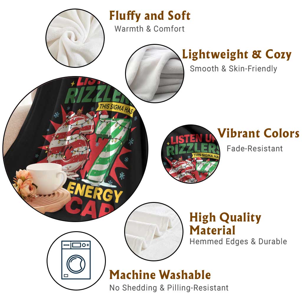Funny Christmas 67 Meme Throw Blanket Listen Up Rizzlers This Sigma Has 67 Aura Energy No Cap TS11 Print Your Wear
