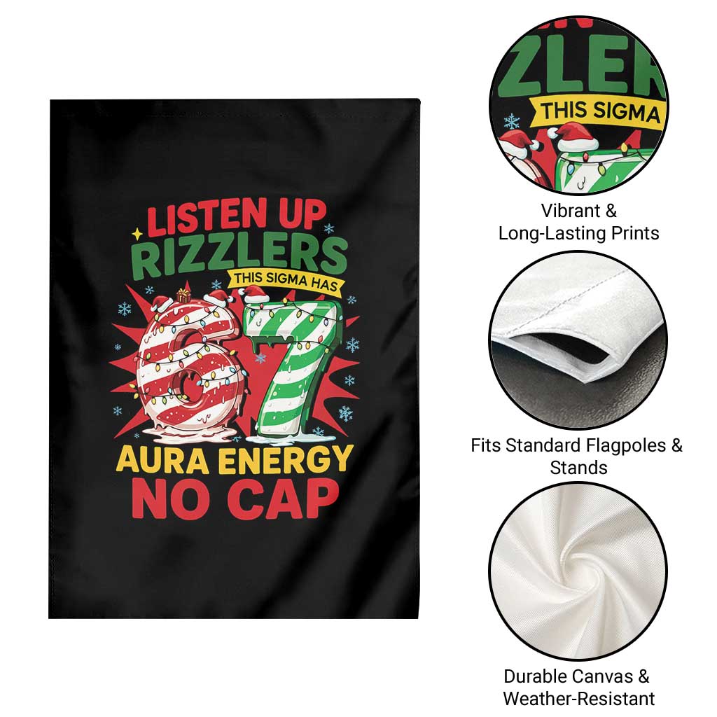 Funny Christmas 67 Meme Garden Flag Listen Up Rizzlers This Sigma Has 67 Aura Energy No Cap TS11 Print Your Wear