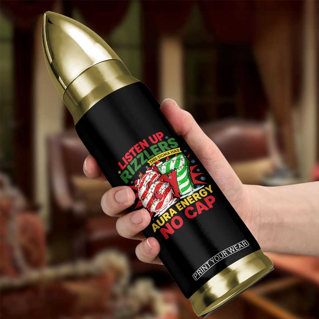 Funny Christmas 67 Meme Bullet Tumbler Listen Up Rizzlers This Sigma Has 67 Aura Energy No Cap TS11 Print Your Wear