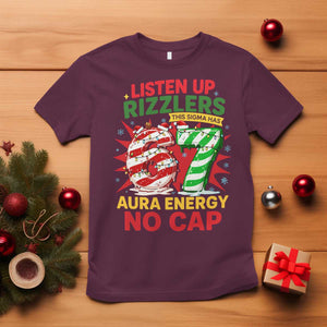 Funny Christmas 67 Meme T Shirt Listen Up Rizzlers This Sigma Has 67 Aura Energy No Cap TS11 Maroon Print Your Wear