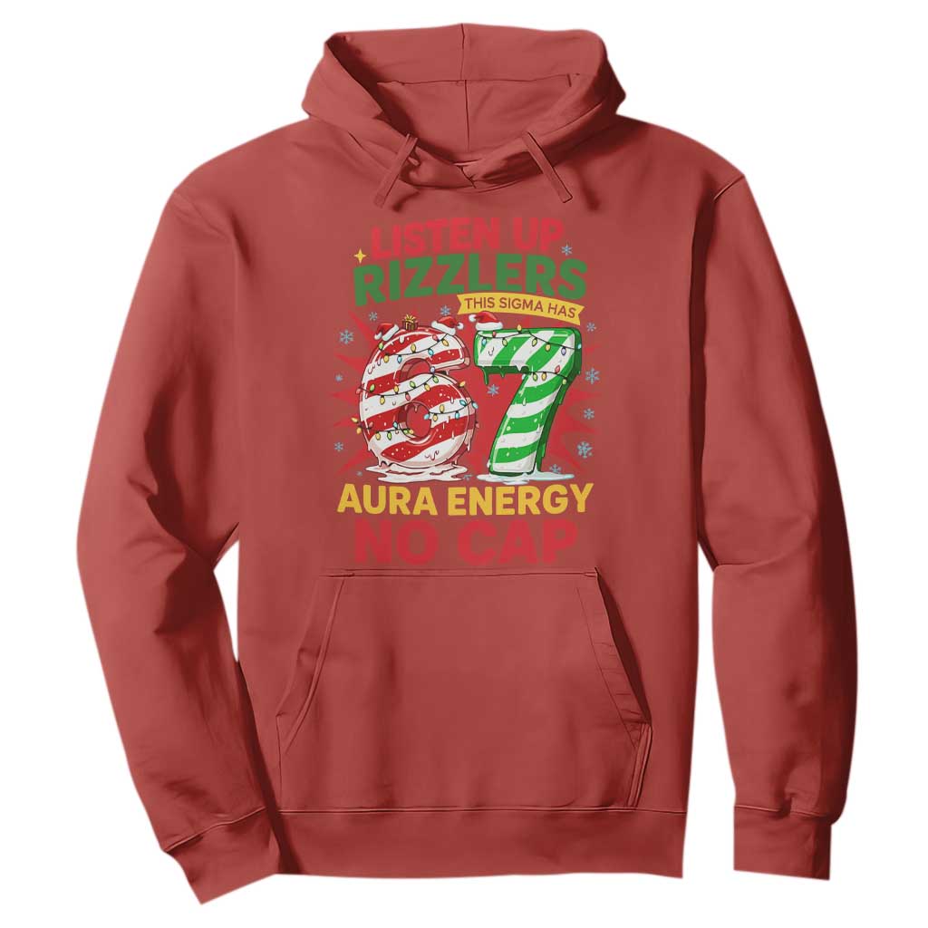 Funny Christmas 67 Meme Hoodie Listen Up Rizzlers This Sigma Has 67 Aura Energy No Cap TS11 Red Print Your Wear