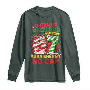 Funny Christmas 67 Meme Long Sleeve Shirt Listen Up Rizzlers This Sigma Has 67 Aura Energy No Cap TS11 Dark Forest Green Print Your Wear
