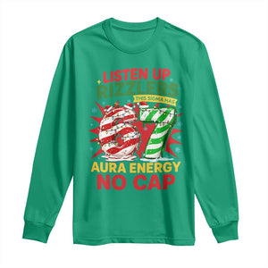 Funny Christmas 67 Meme Long Sleeve Shirt Listen Up Rizzlers This Sigma Has 67 Aura Energy No Cap TS11 Irish Green Print Your Wear