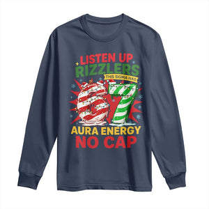 Funny Christmas 67 Meme Long Sleeve Shirt Listen Up Rizzlers This Sigma Has 67 Aura Energy No Cap TS11 Navy Print Your Wear