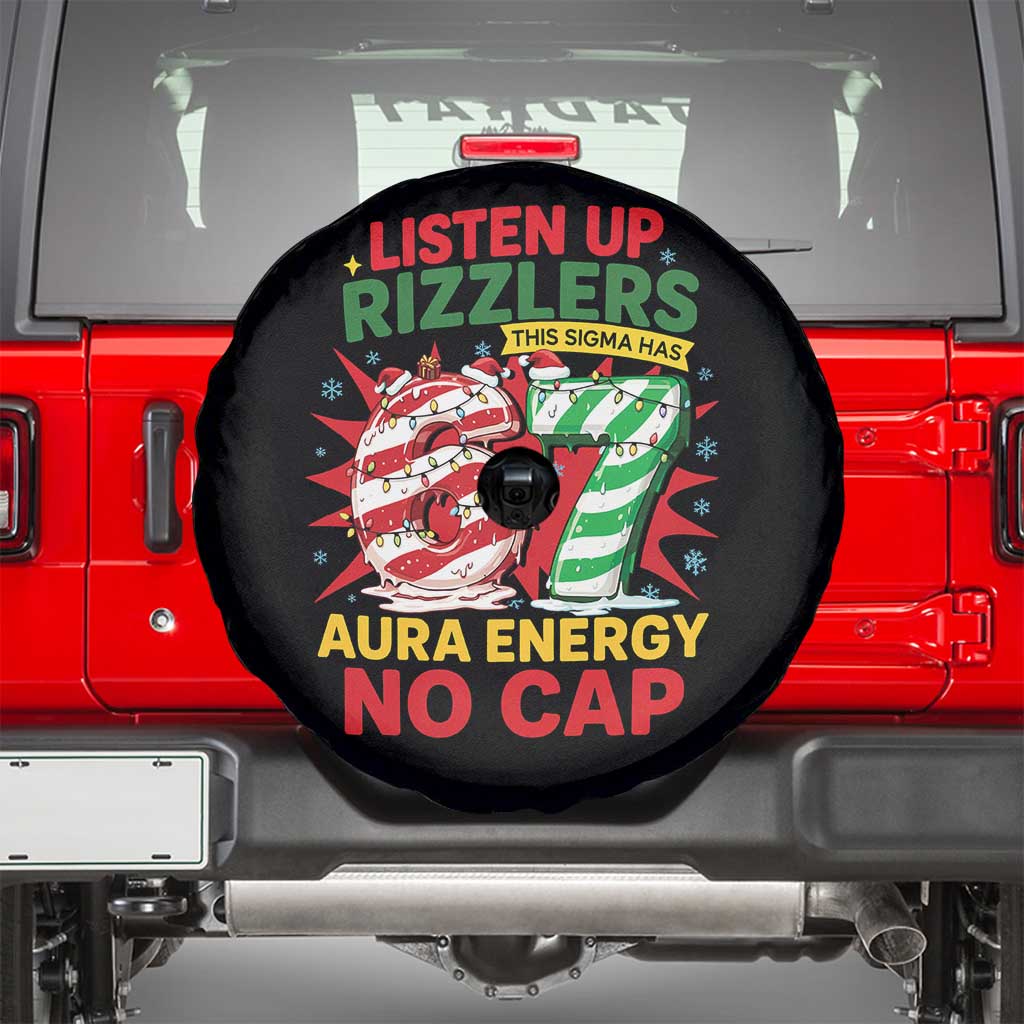 Funny Christmas 67 Meme Spare Tire Cover Listen Up Rizzlers This Sigma Has 67 Aura Energy No Cap TS11 Black Print Your Wear