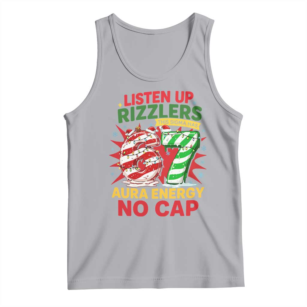 Funny Christmas 67 Meme Tank Top Listen Up Rizzlers This Sigma Has 67 Aura Energy No Cap TS11 Athletic Heather Print Your Wear