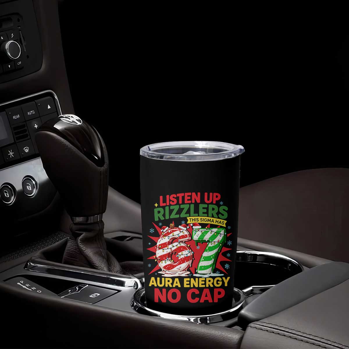 Funny Christmas 67 Meme Tumbler Cup Listen Up Rizzlers This Sigma Has 67 Aura Energy No Cap TS11 Print Your Wear