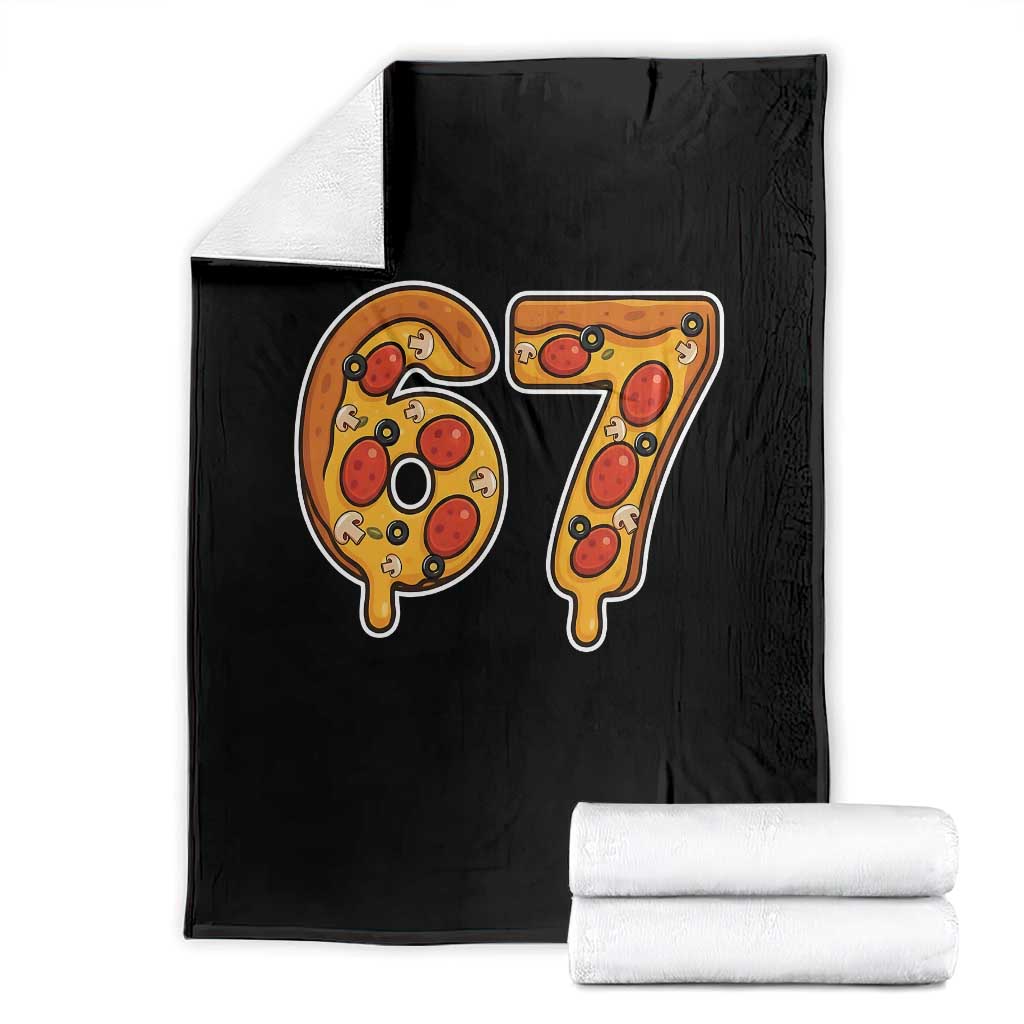 Funny 67 Pizza Lover Throw Blanket Six Seven Gen Alpha Slang TS11 Black Print Your Wear
