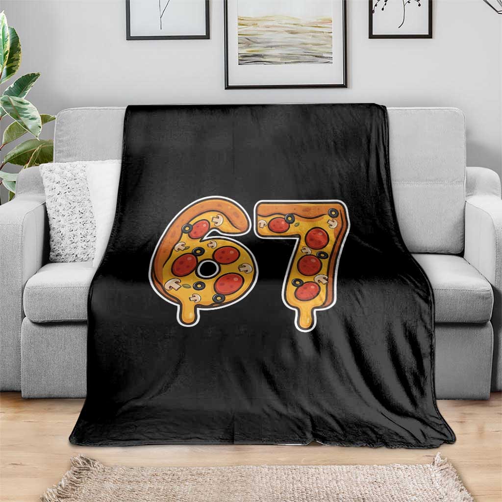Funny 67 Pizza Lover Throw Blanket Six Seven Gen Alpha Slang TS11 Print Your Wear