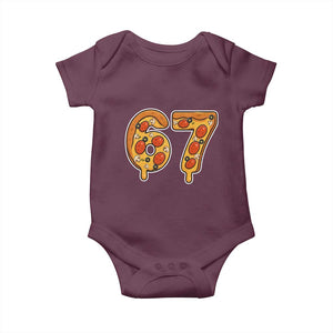 Funny 67 Pizza Lover Baby Onesie Six Seven Gen Alpha Slang TS11 Maroon Print Your Wear