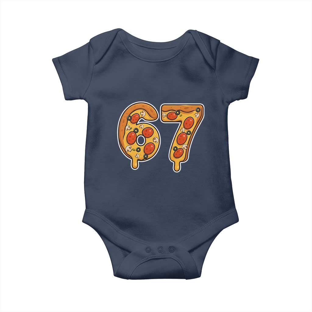 Funny 67 Pizza Lover Baby Onesie Six Seven Gen Alpha Slang TS11 Navy Print Your Wear