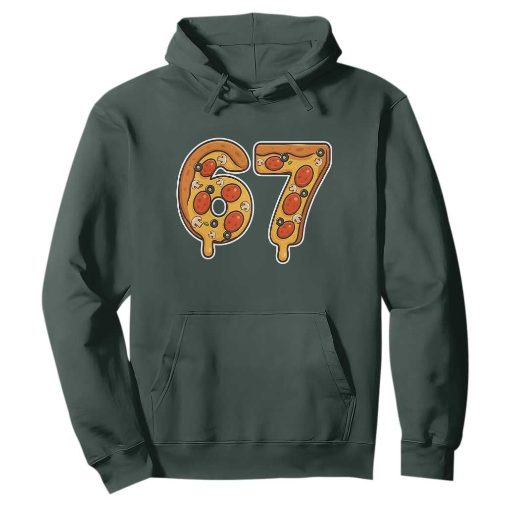 Funny 67 Pizza Lover Hoodie Six Seven Gen Alpha Slang - Print Your Wear